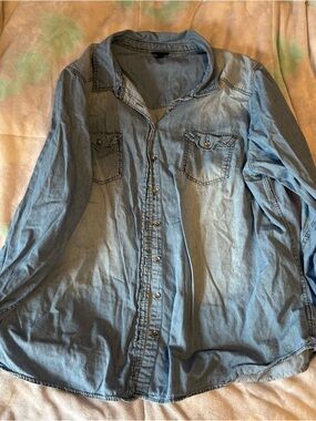 torrid Washed Light Blue Denim Button-Up Shirt